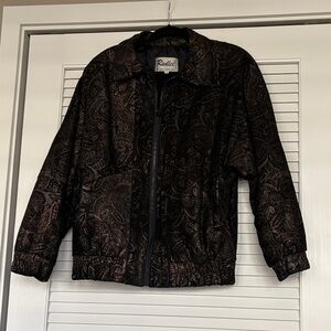 Vintage Radlee Tooled Leather Bomber Jacket - Size S